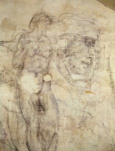 墙上画的女性形象和头，c.1530（石膏上的木炭） 作者 米开朗基罗（Michelangelo Buonarroti）